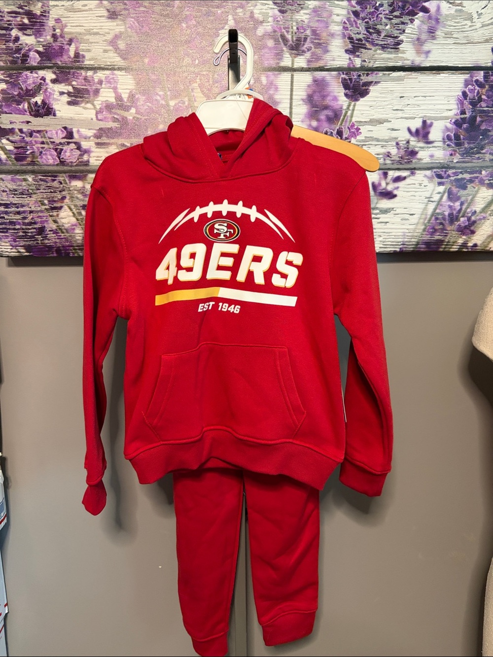 Kids NFL San Francisco 49ers Red Hoodie & Sweatpants Set NWT Size 8